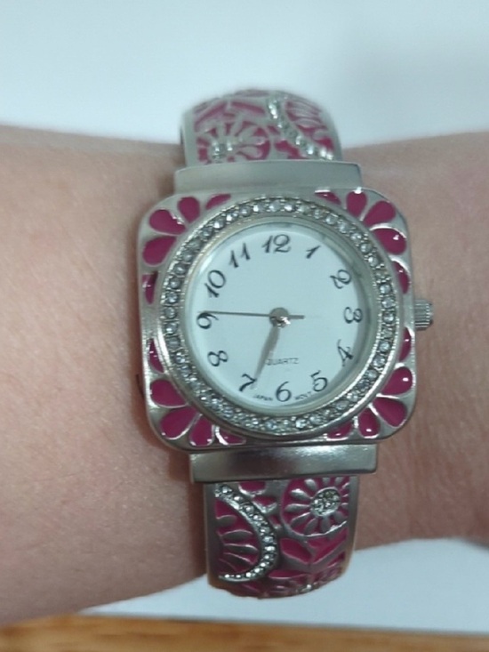 Accutime Accessories - Accutime Silver & Pink Women's Bracelet Watch